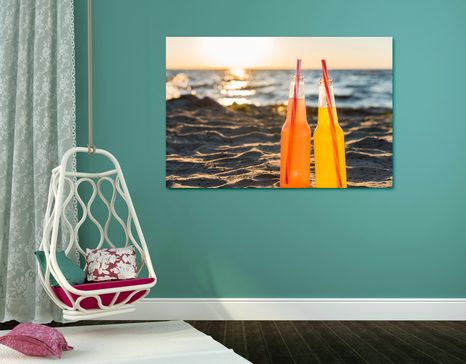 OBRAZ OSVĚŽUJÍCÍ NÁPOJ NA PLÁŽI - OBRAZY ZÁTIŠÍ - OBRAZY