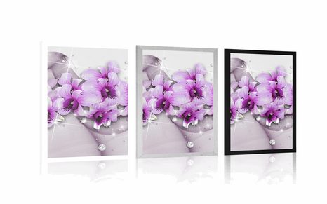 POSTER – FIORI VIOLA SU SFONDO ASTRATTO - FIORI - POSTER