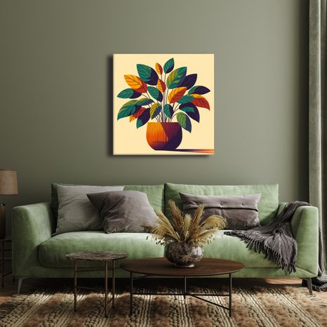 WANDBILD TROPISCHE BLÄTTER IN WARMEN TÖNEN - BOTANISCHE BILDER - BILDER