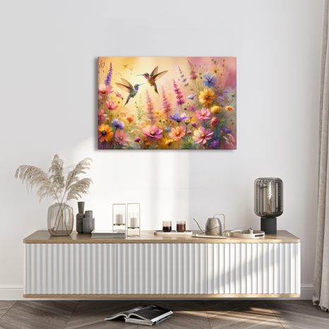 TABLEAU SUR TOILE – COLIBRIS ET FLEURS - TABLEAUX - 🔥 VENTE TOTALE