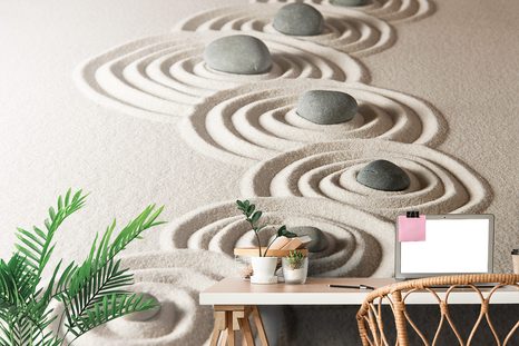 FOTÓTAPÉTA ZEN KÖVEK HOMOKOS KÖRÖKBEN - FENG SHUI TAPÉTÁK - TAPÉTÁK
