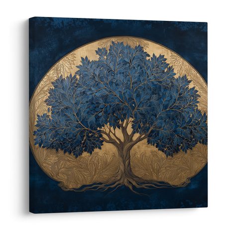 OBRAZ ZLATÝ STROM ŽIVOTA V MODRÉM PROSTORU - OBRAZY STROMY ŽIVOTA - OBRAZY