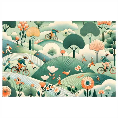 WANDBILD RADAUSFLUG DURCH DIE LANDSCHAFT - WANDBILDER FELDER UND WIESEN - BILDER