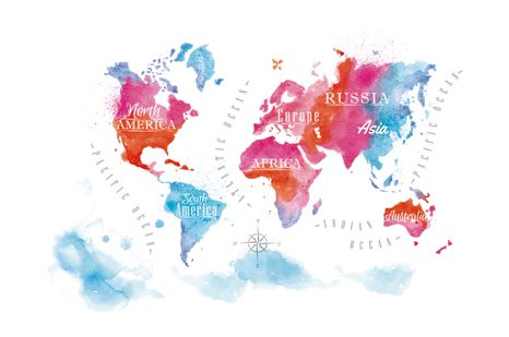 SELBSTKLEBENDE TAPETE WELTKARTE IN AQUARELL - SELBSTKLEBENDE TAPETEN - TAPETEN