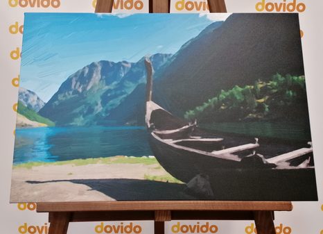 WANDBILD HÖLZERNES WIKINGERSCHIFF - BILDER VON NATUR UND LANDSCHAFT - BILDER