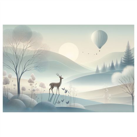 OBRAZ JELEN V MLŽNÉM ÚDOLÍ PŘI SVÍTÁNÍ - OBRAZY ZVÍŘAT - OBRAZY