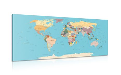 CANVAS PRINT WORLD MAP WITH NAMES - PICTURES OF MAPS - PICTURES