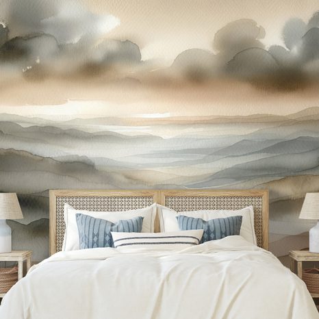 SAMOLEPÍCÍ TAPETA AKVARELOVÁ KRAJINA V MLZE - TAPETY PODLE MOTIVU - TAPETY