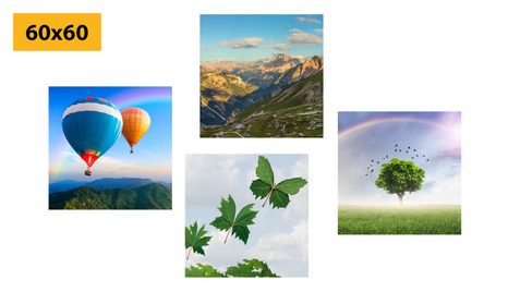 SET OBRAZŮ PŘELET BALÓNEM NAD ZEMÍ - SESTAVY OBRAZŮ - OBRAZY