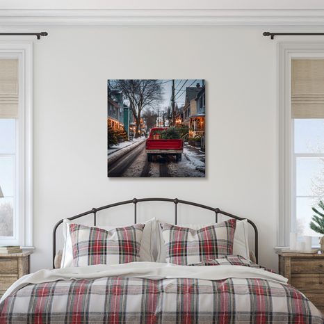OBRAZ ZASNĚŽENÁ ULICE S VÁNOČNÍMI SVĚTLY - VÁNOČNÍ A ZIMNÍ OBRAZY - OBRAZY