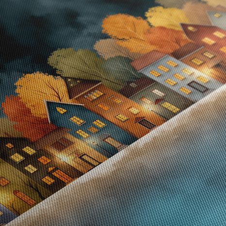 OBRAZ SVÁTEČNÍ OSVĚTLENÉ DOMKY - BAREVNÉ DOMY - OBRAZY