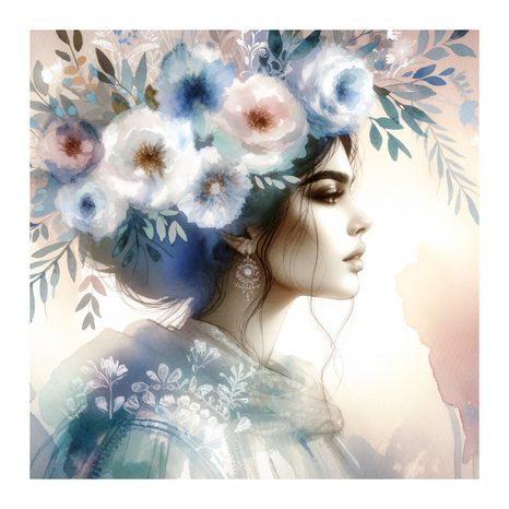 WANDBILD ZARTE AQUARELLPORTRÄTS - WANDBILDER FRAUEN - BILDER