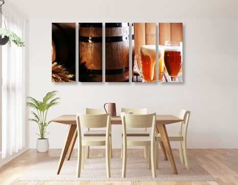 5-RÉSZES KÉP SÖRÖS POHARAK - KÉPEK ÉTELEKKEL ÉS ITALOKKAL - KÉPEK