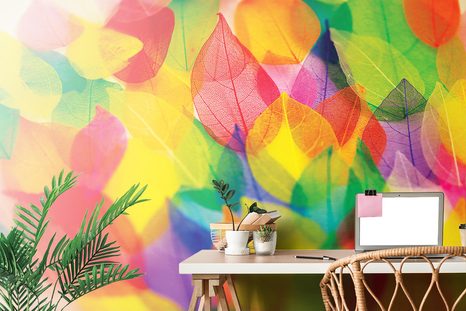 TAPETE BLÄTTER IN HERBSTFARBEN - TAPETEN MIT NATURMOTIVEN - TAPETEN