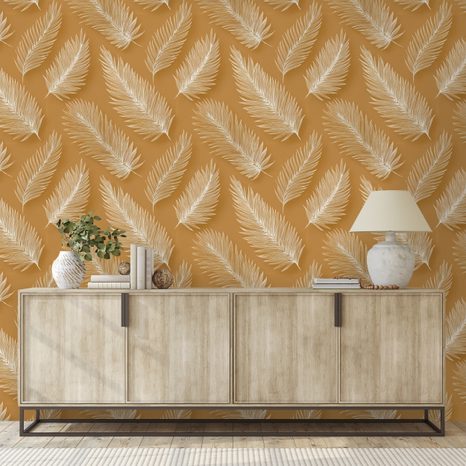 SAMOLEPÍCÍ TAPETA JEMNÉ PEŘÍČKOVÉ LISTY - VZOROVANÉ TAPETY - TAPETY