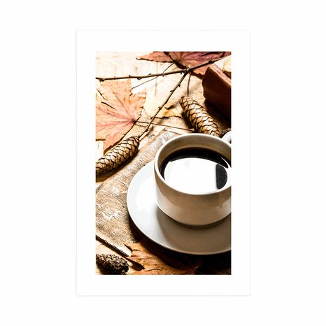 POSTER – TAZZA DI CAFFÈ CON TOCCO AUTUNNALE - CON MOTIVO CUCINA - POSTER