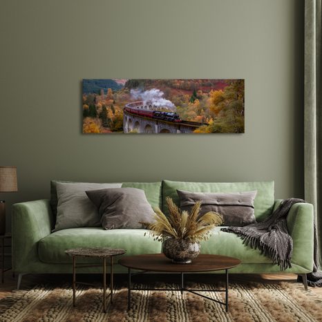 QUADRO SU TELA – VIAGGIO IN TRENO NELLA VALLE - QUADRI DI NATURA E PAESAGGIO - STAMPE E QUADRI