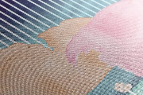 SLIKA DUGA IZNAD APSTRAKTNE LIVADE MID-CENTURY - APSTRAKTNE SLIKE - SLIKE