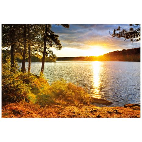 FOTOTAPETA ZÁPAD SLUNCE NAD JEZEREM - TAPETY PŘÍRODA - TAPETY
