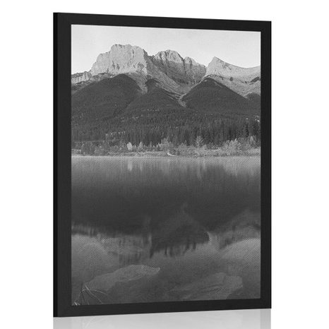 AFFICHE COUCHER DE SOLEIL SUR LES DOLOMITES EN NOIR ET BLANC - NOIR ET BLANC - AFFICHES