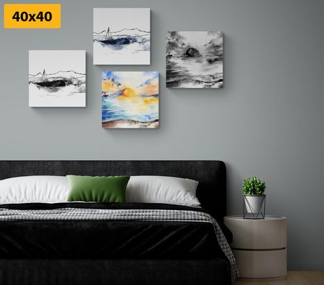 SET OBRAZOV V ZAUJÍMAVEJ KOMBINÁCII OLEJOMALIEB - ZOSTAVY OBRAZOV - OBRAZY