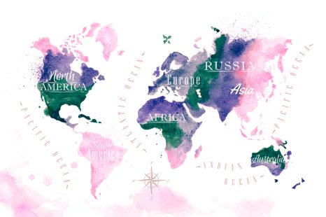 WANDBILD AUF KORK WELTKARTE IN AQUARELL - WANDBILDER AUF KORK - BILDER