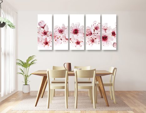 5-DÍLNÝ OBRAZ TŘEŠŇOVÉ KVĚTY - OBRAZY KVĚTŮ - OBRAZY