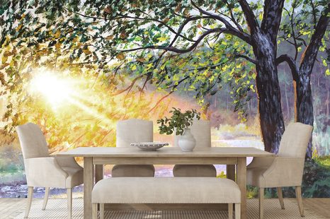 SAMOLEPÍCÍ TAPETA VÝCHOD SLUNCE V LESE - SAMOLEPÍCÍ TAPETY - TAPETY