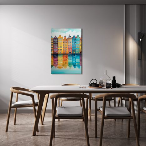 OBRAZ PESTRÁ MĚSTSKÁ ARCHITEKTURA - BAREVNÉ DOMY - OBRAZY