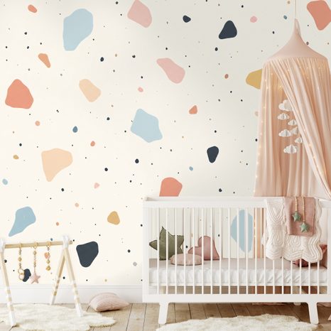 FOTÓTAPÉTA PASZTELL TERRAZZO FORMÁK - TAPÉTÁK GYEREKEKNEK - TAPÉTÁK