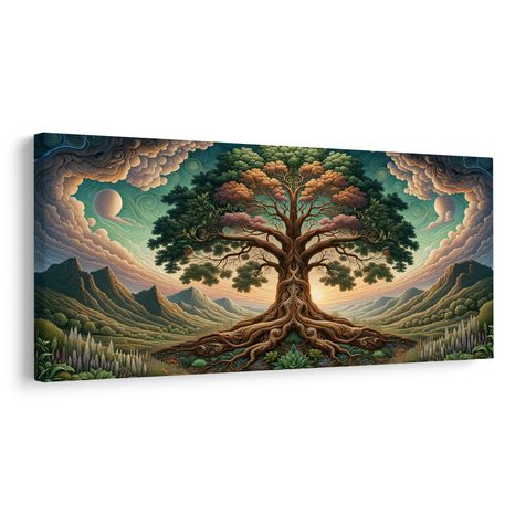 TABLOU ARBORELE VIEȚII MISTERIOS SUB CER - TABLOU COPACI ȘI FRUNZE - TABLOURI