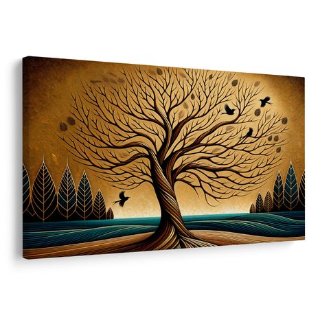 OBRAZ PODZIMNÍ STROM ŽIVOTA S PTÁKY - OBRAZY STROMY ŽIVOTA - OBRAZY