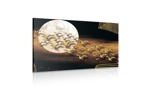 OBRAZ LOT PTAKÓW PODCZAS PEŁNI KSIĘŻYCA - OBRAZY ABSTRAKCYJNE - OBRAZY