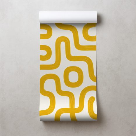TAPÉTA SÁRGA RETRÓ GEOMETRIKUS VONALAK - MINTÁS TAPÉTÁK - TAPÉTÁK