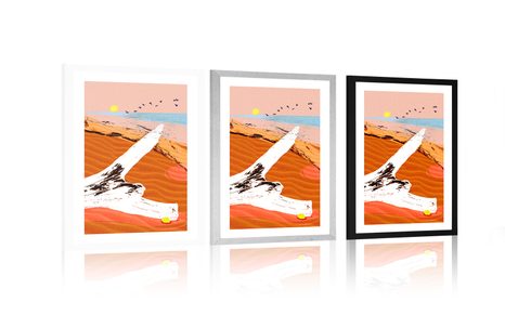 PLAKÁT S PASPARTOU ZÁTIŠÍ PLÁŽE - MOTIVY Z NAŠÍ DÍLNY - PLAKÁTY