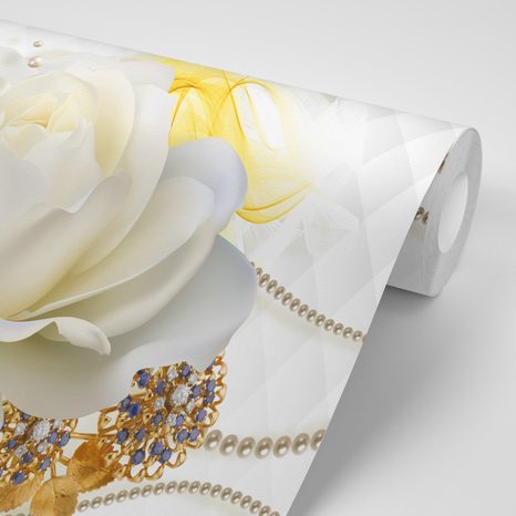 CARTA DA PARATI – ROSA CON ASTRAZIONE - CARTA DA PARATI CON FIORI - CARTA DA PARATI