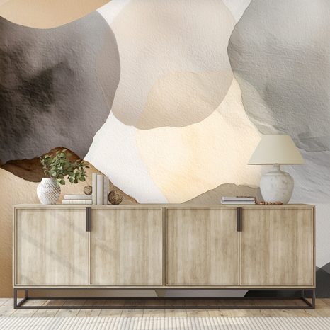 TAPET AUTOADEZIV CERCURI ABSTRACTE ACUARELĂ BEJ - TAPET ABSTRACT - TAPETURI