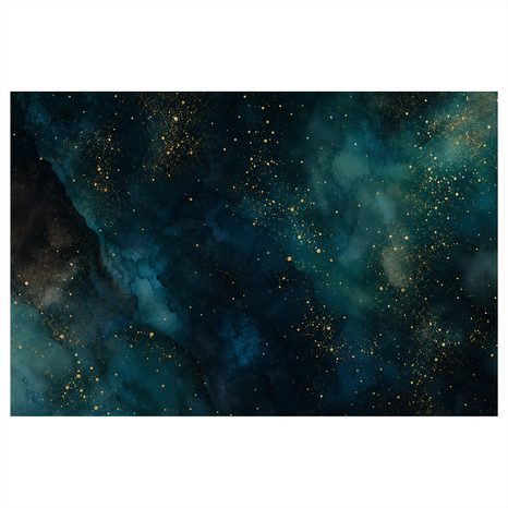 TABLEAU SUR TOILE – GALAXIE TURQUOISE AUX REFLETS DORÉS - IMAGES DE GALAXIE - TABLEAUX