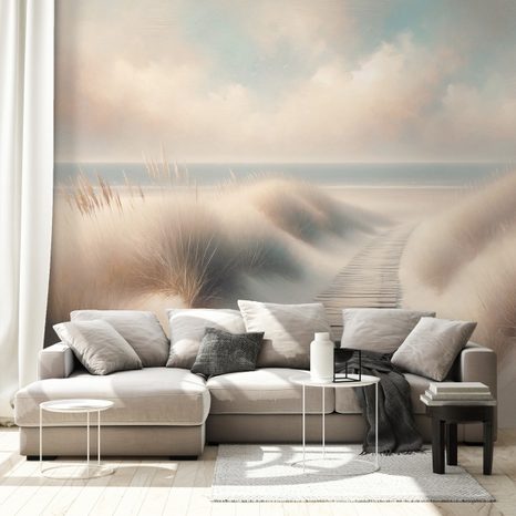 SAMOLEPÍCÍ TAPETA PÍSEČNÁ PLÁŽ S DŘEVĚNOU CESTOU - TAPETY MOŘE A PLÁŽ - TAPETY