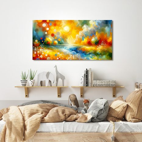 WANDBILD BLAUE WELLEN ZWISCHEN WIESEN - BILDER VON NATUR UND LANDSCHAFT - BILDER