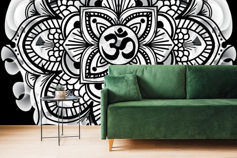 TAPETA MANDALA ZDRAVÍ V ČERNOBÍLÉM PROVEDENÍ - TAPETY FENG SHUI - TAPETY