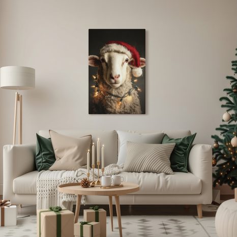 OBRAZ OVCE S VÁNOČNÍ ČEPICÍ - VÁNOČNÍ A ZIMNÍ OBRAZY - PICTURES