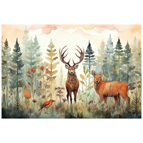 SAMOLEPILNA TAPATA JELEN V PRAVLJIČNEM GOZDU - SAMOLEPILNE TAPETE - TAPETE