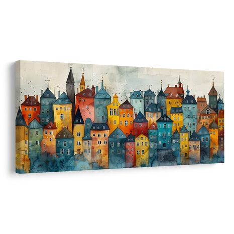 WANDBILD BUNTE STADTKUNST - BUNTE HÄUSER - BILDER