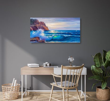 WANDBILD MEERESWELLEN AN DER KÜSTE - BILDER VON NATUR UND LANDSCHAFT - BILDER