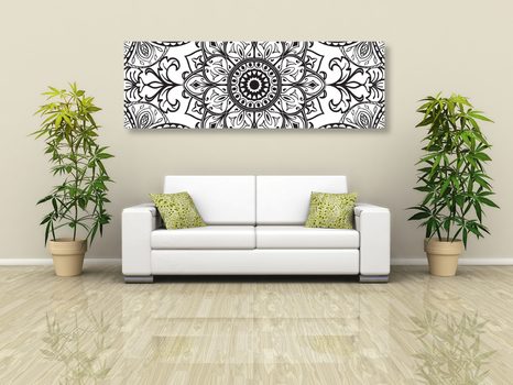 OBRAZ ČERNOBÍLÝ ORNAMENT - ČERNOBÍLÉ OBRAZY - OBRAZY