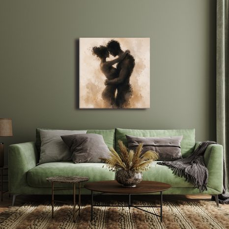 TABLEAU SUR TOILE – FUSION ROMANTIQUE DE DEUX ÂMES - TABLEAUX D'AMOUR - TABLEAUX