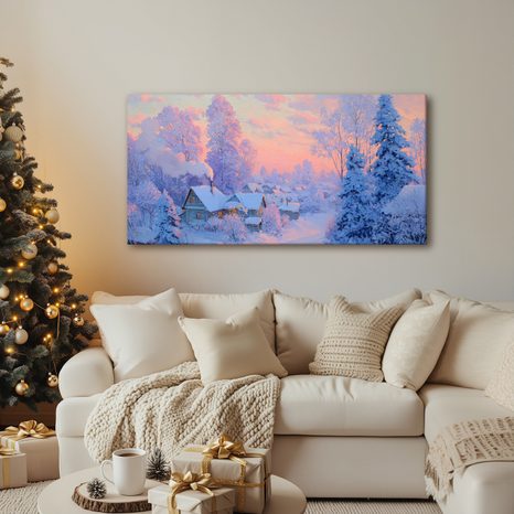 WEIHNACHTLICHES WANDBILD ZAUBERHAFTES WINTERDORF - WEIHNACHTS- UND WINTERBILDER - BILDER