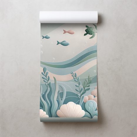 TAPETE UNTERWASSERWELT MIT SCHILDKRÖTEN - TAPETEN NACH MOTIV - TAPETEN