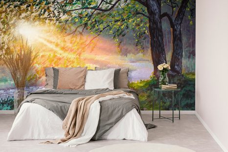 SAMOLEPÍCÍ TAPETA VÝCHOD SLUNCE V LESE - SAMOLEPÍCÍ TAPETY - TAPETY